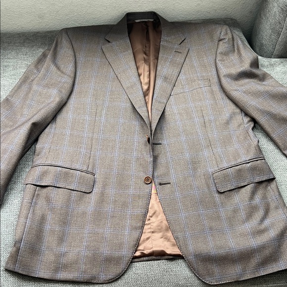 Canali Brown and Blue Checkered Blazer
